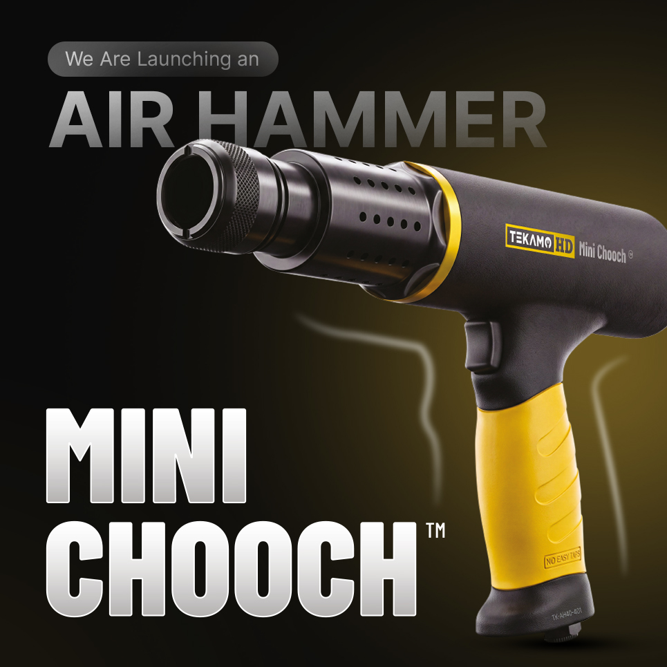 Use-case launch graphic with the air hammer and bold typography